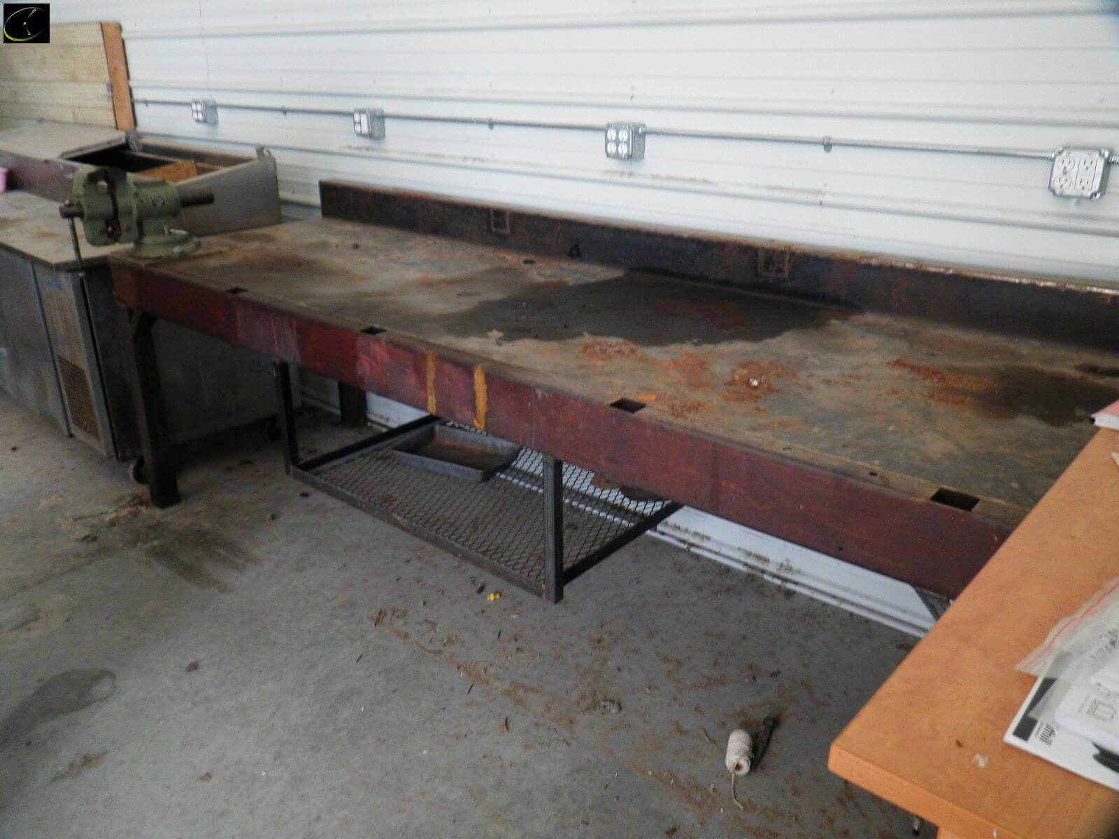 3ft x 10ft. steel work bench with vise-image